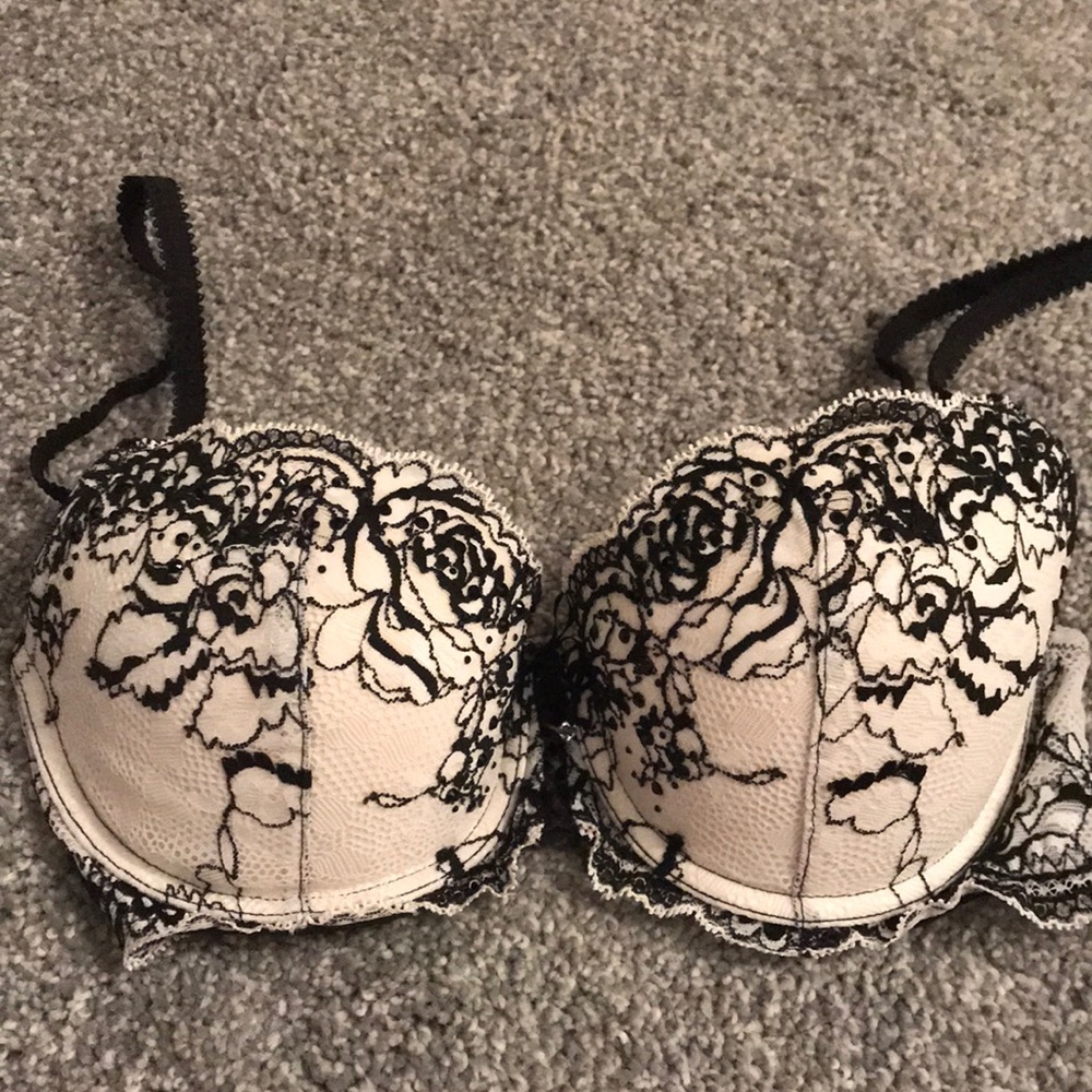 Elegant Black and White Lace Bra